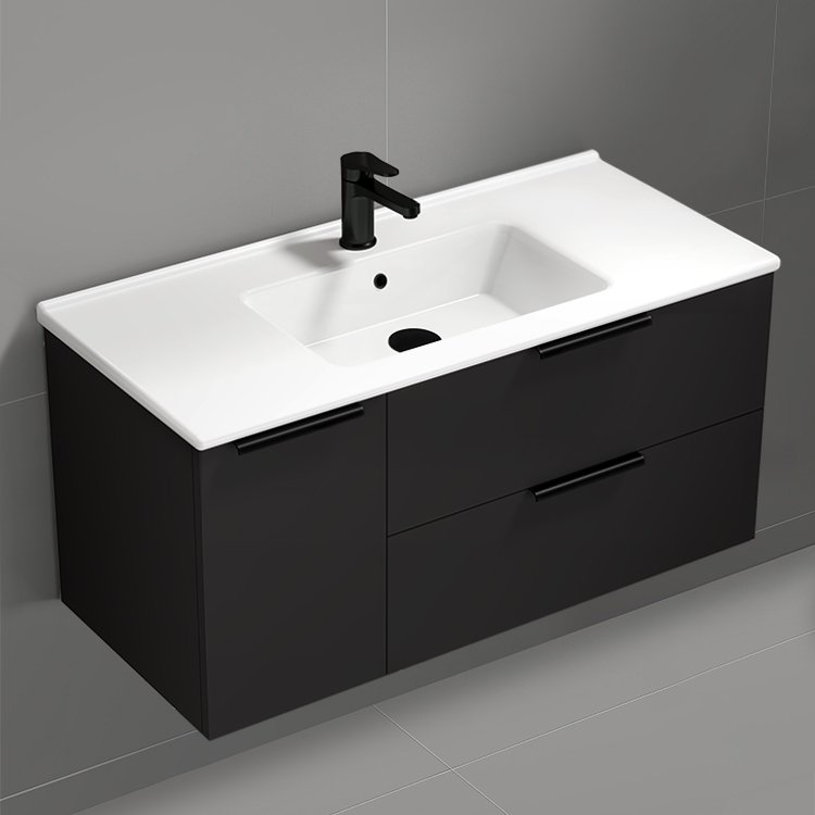Bodrum BODRUM119, Wall Mounted Black Vanity, a 40" vanity by Nameeks