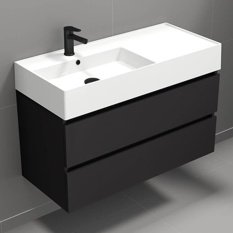 Block BLOCK23, Black Wall Mounted Vanity, a 40" vanity by Nameeks