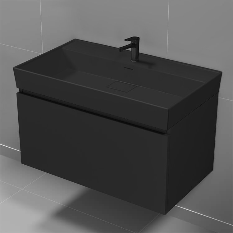 Sharp SHARP23, Black Floating Vanity, Modern, a 32" vanity by Nameeks