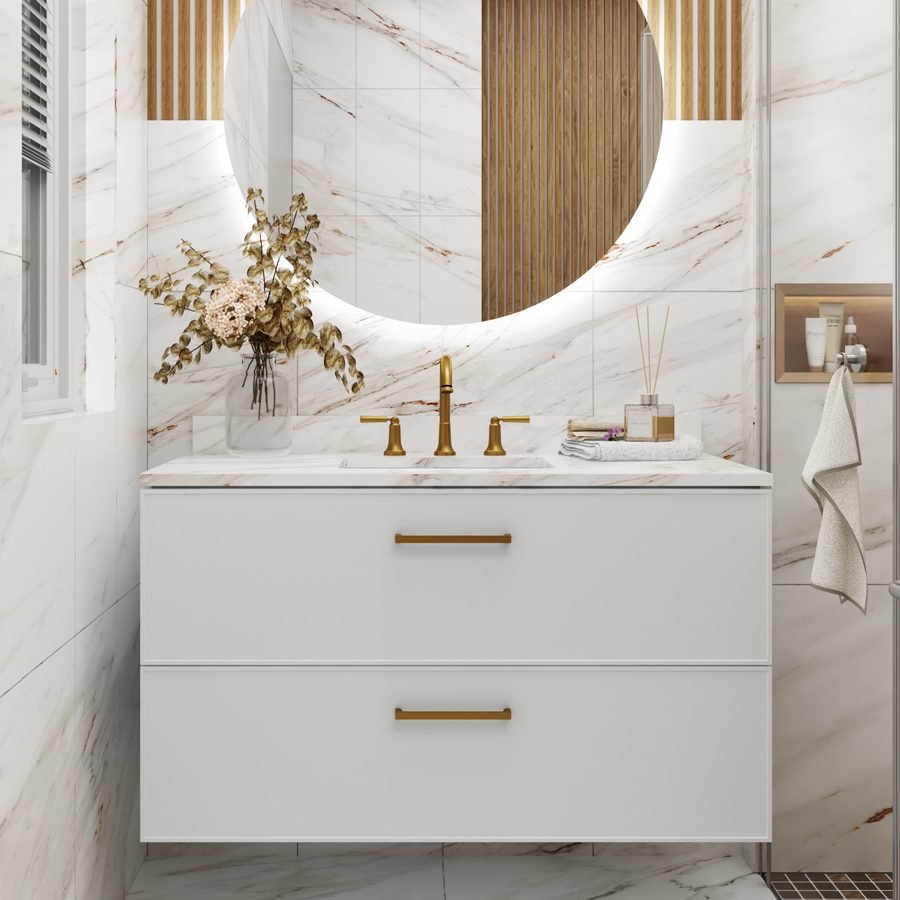 Luca Floating Vanity, Blanc (room photo) by Wolf